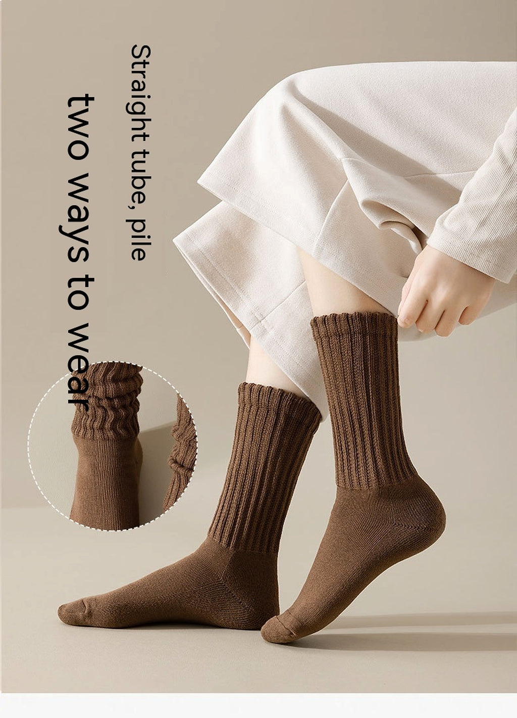 Winter Fleece-lined Thickened Middle Tube Cotton Thermal Terry Long Tube Casual Socks - enhanced image 1