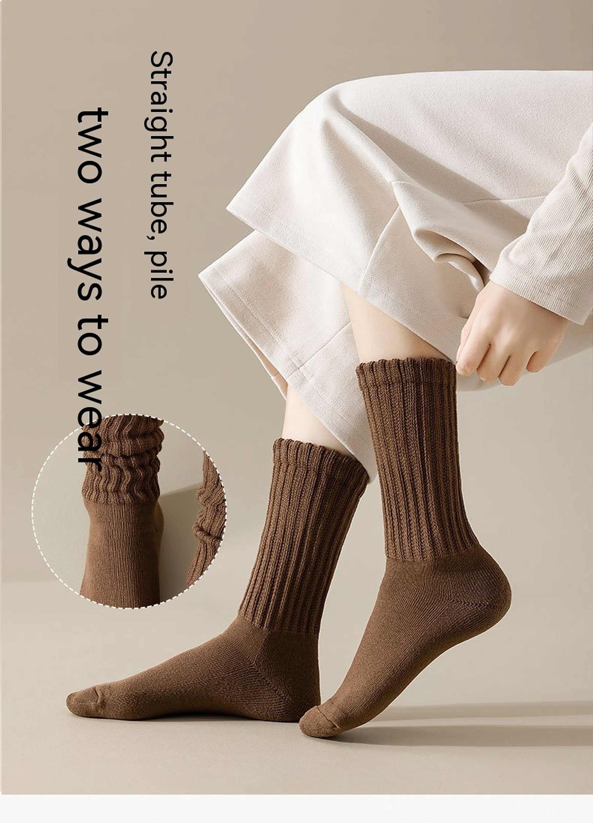 Winter Fleece-lined Thickened Middle Tube Cotton Thermal Terry Long Tube Casual Socks - enhanced image 1