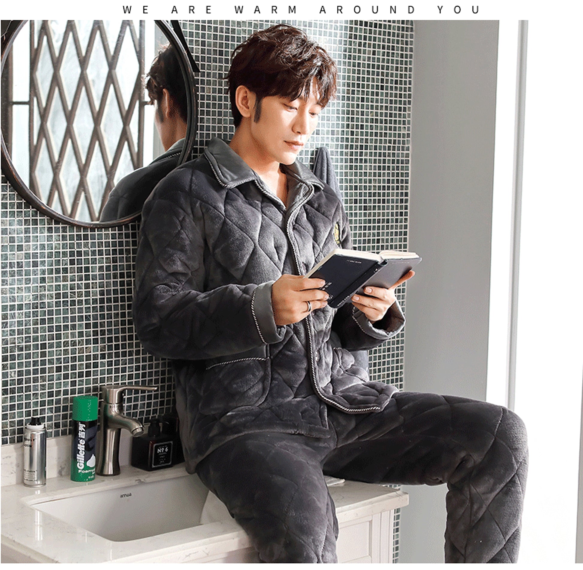 Winter thick men's pajamas - enhanced image 1