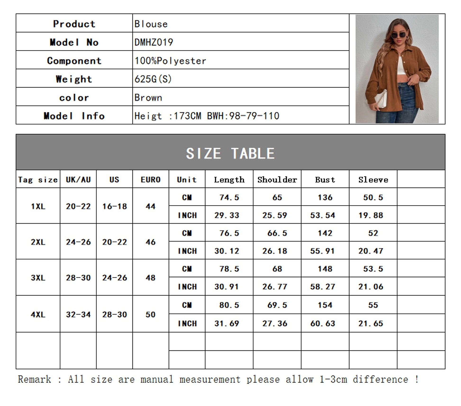 Women's Corduroy Long-sleeved  Dress Shirt - enhanced image 1