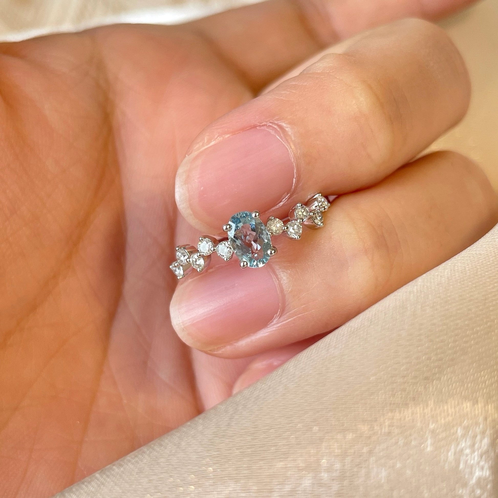 LuxeJewels™ – AuroraGem Aquamarine Diamond Ring - enhanced image 1