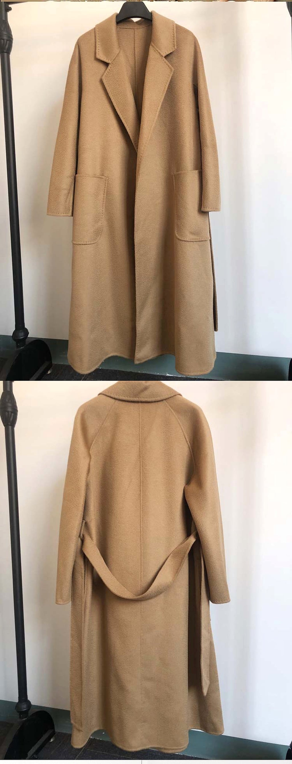 Women's Long Water Ripple Double-Sided Wool Coat – Elegant & Versatile Winter Wear - enhanced image 1