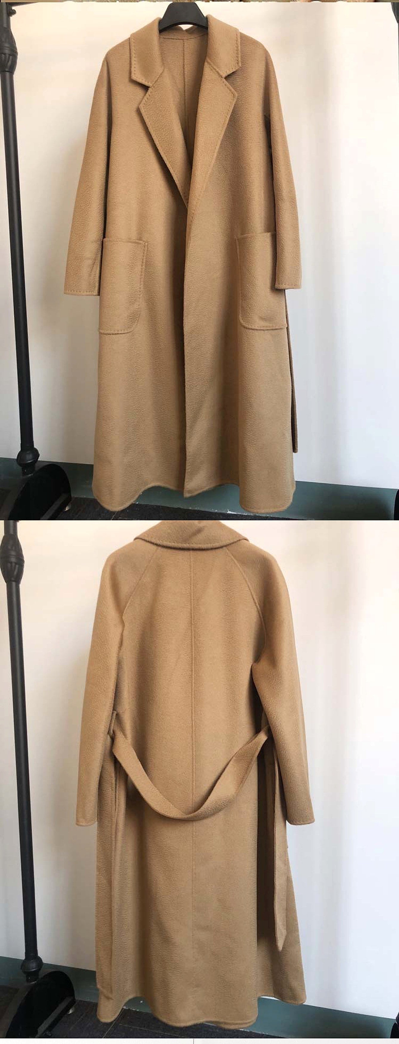 Women's Long Water Ripple Double-Sided Wool Coat – Elegant & Versatile Winter Wear - enhanced image 1