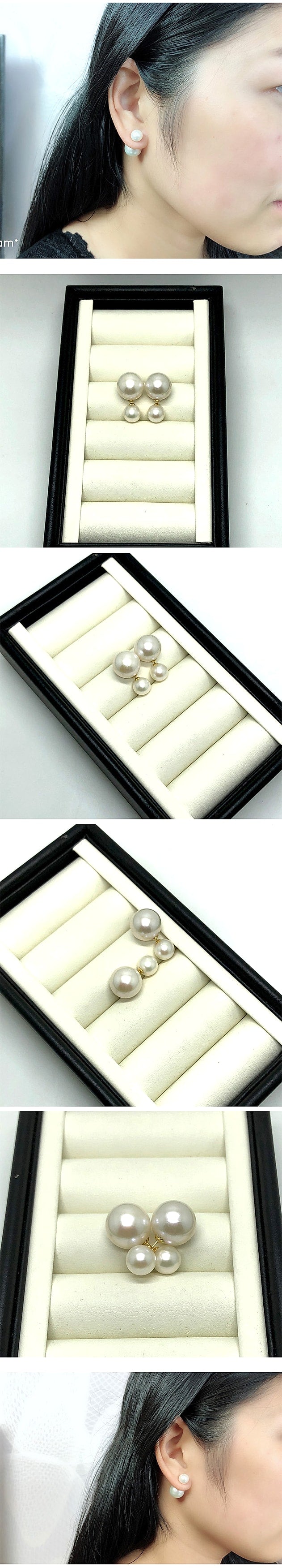 Women's Natural Freshwater Round Pearl Earrings - enhanced image 1