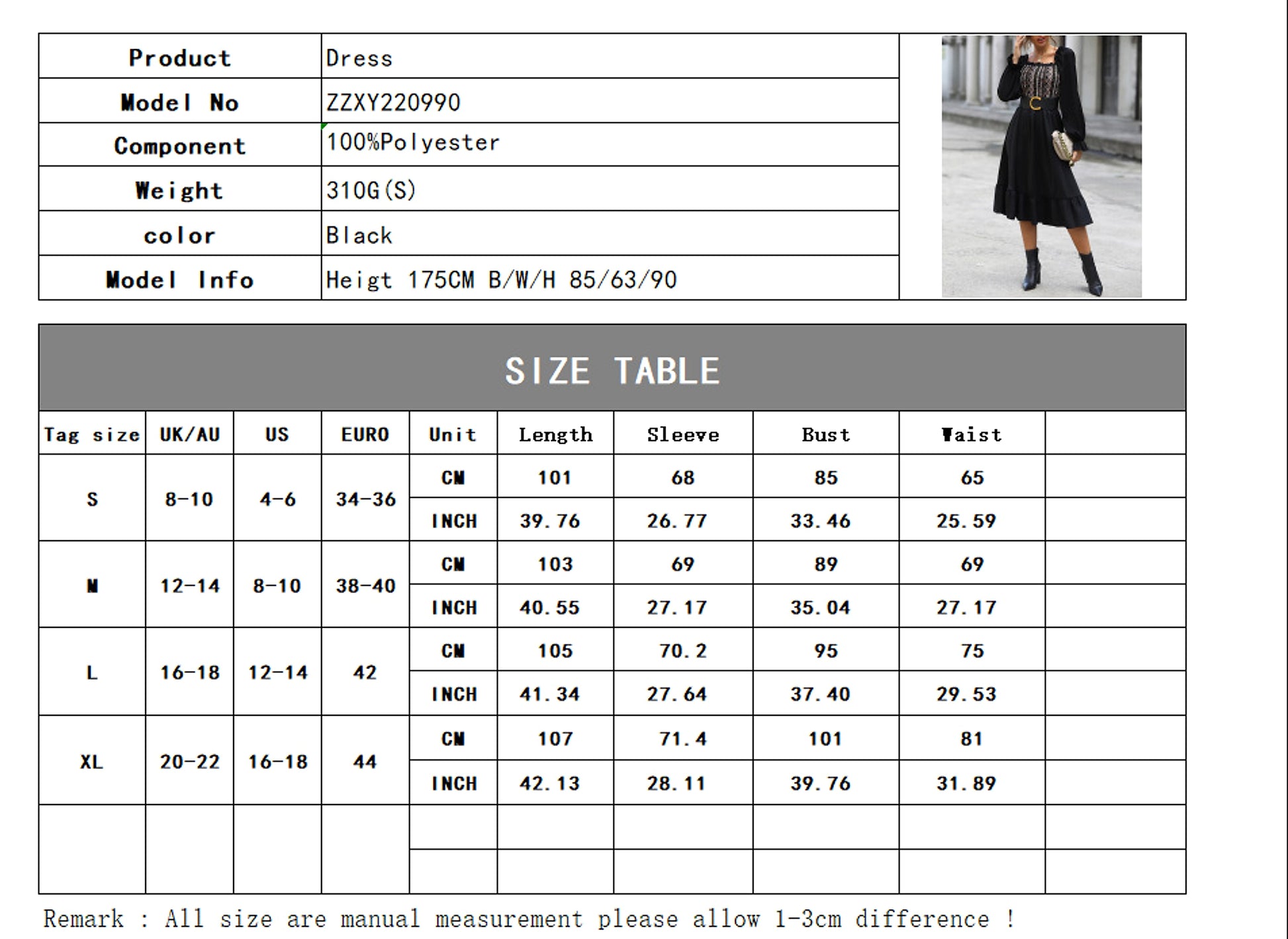 Women's Square-neck Cinched Midi Dress - enhanced image 1