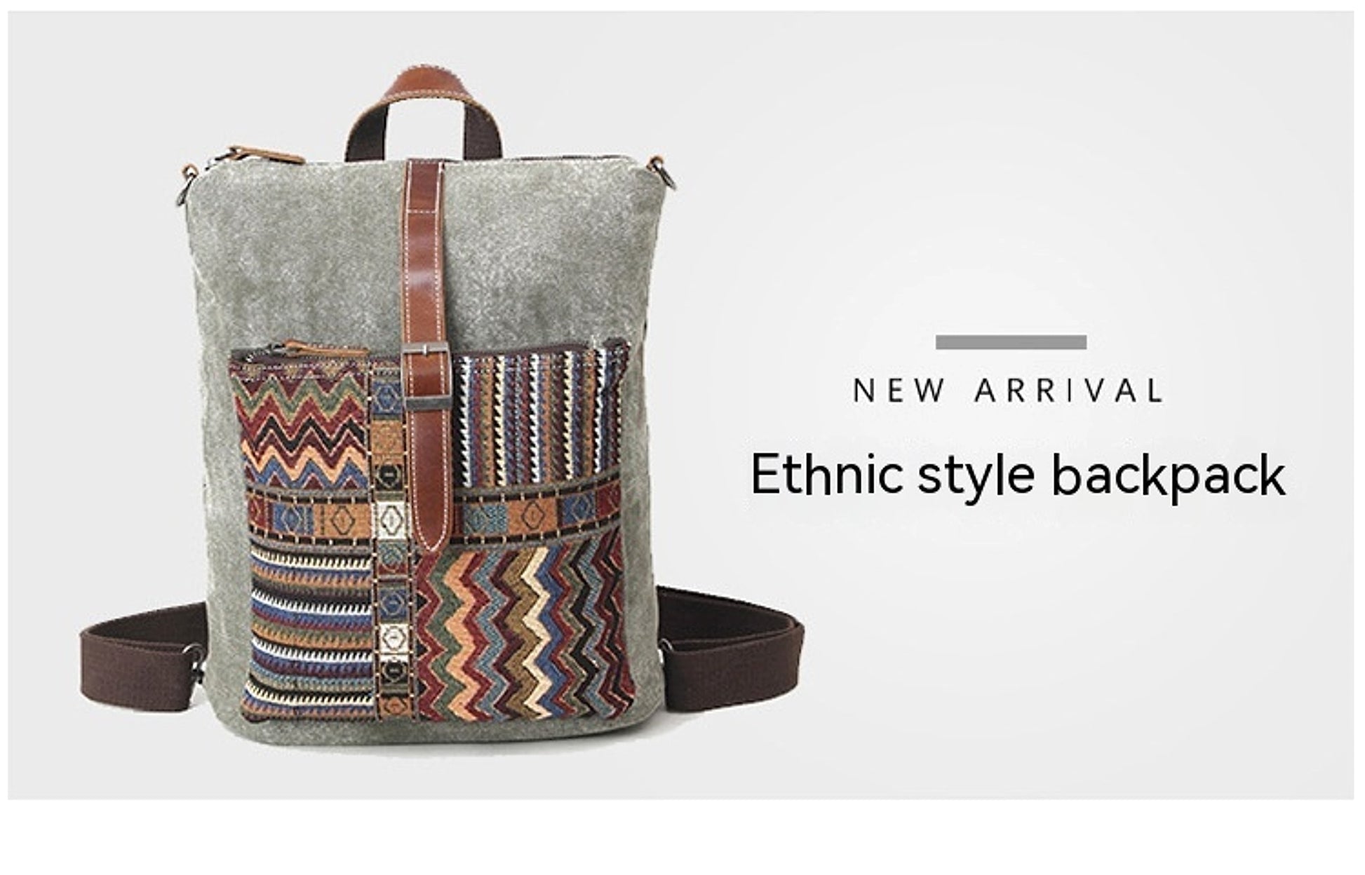 Women's Waterproof Canvas With Top Layer Leather Backpack - enhanced image 1