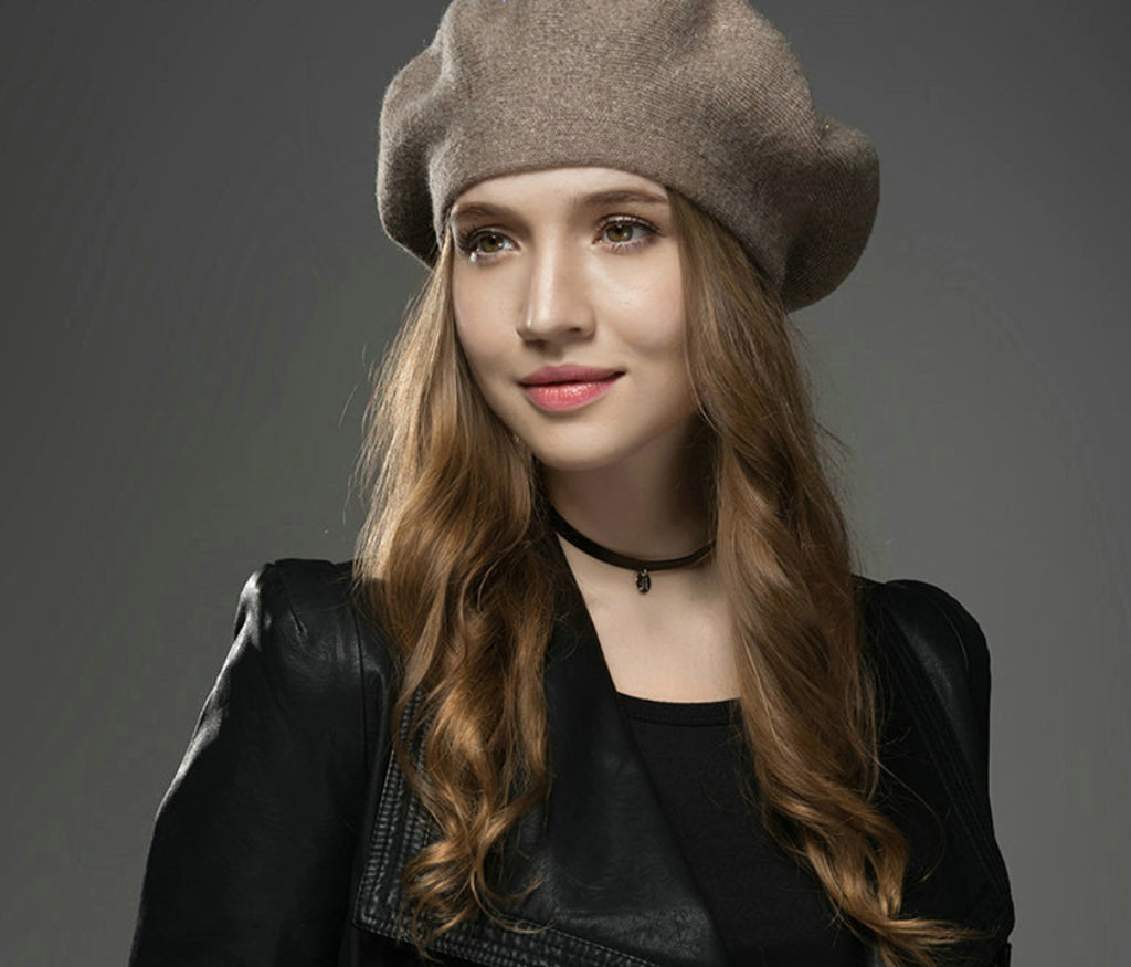 Wool warm beret hat cap - enhanced image 1