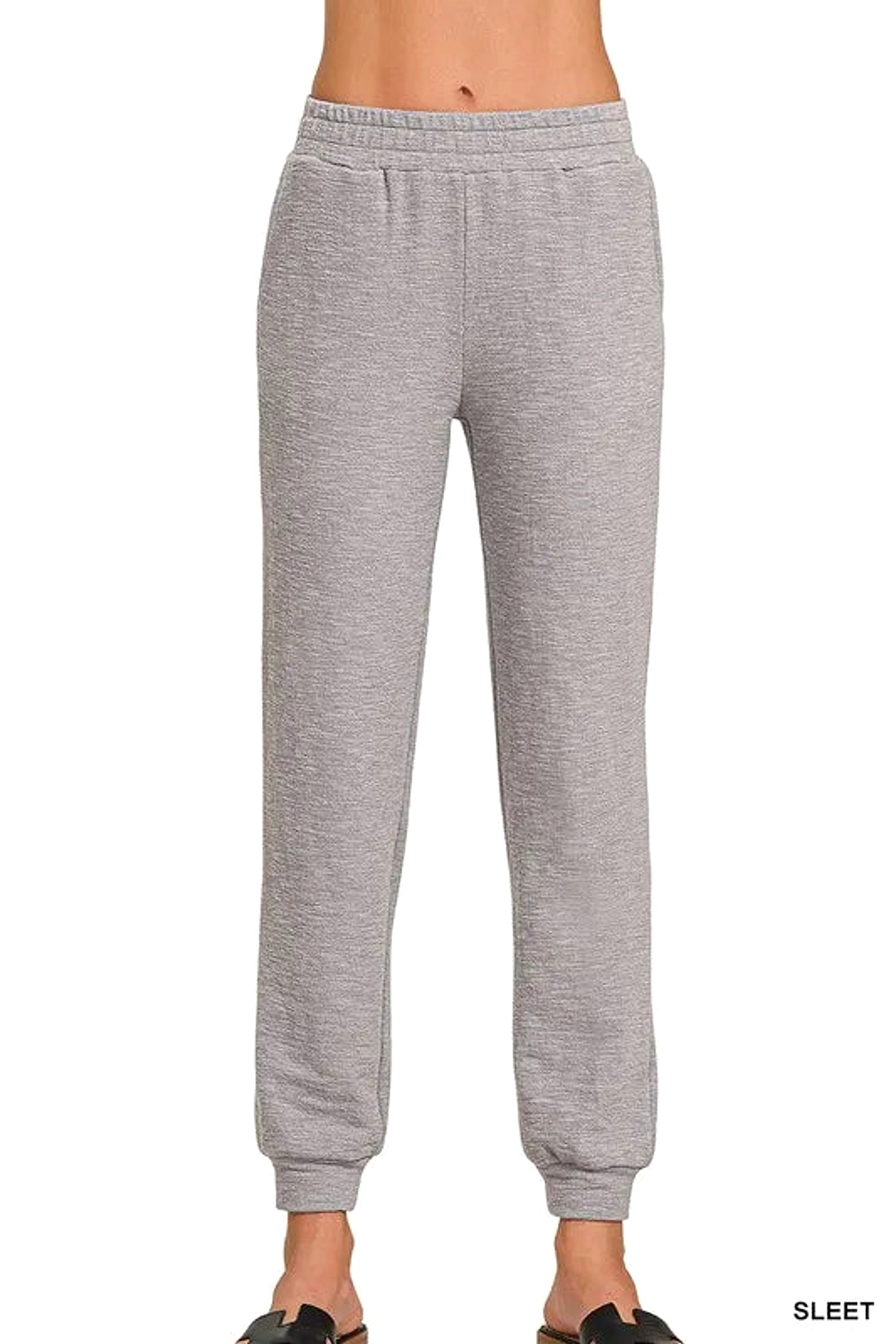Zenana Cotton Slub Jogger Pants - enhanced image 1