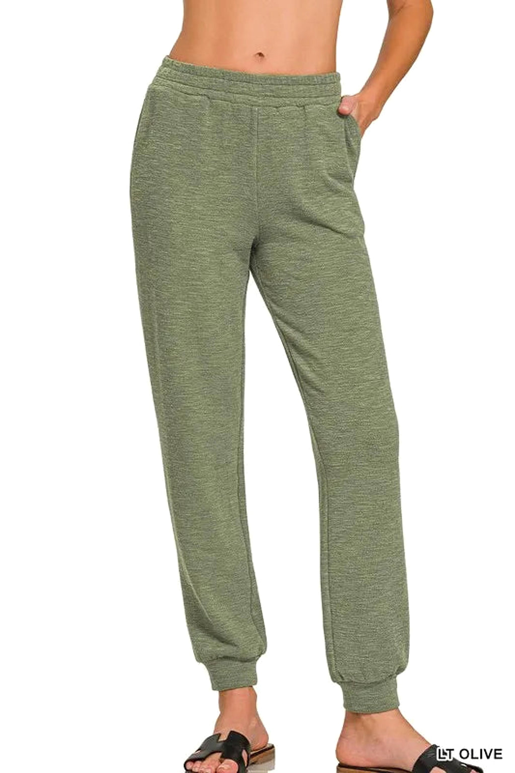 Zenana Cotton Slub Jogger Pants - enhanced image 1