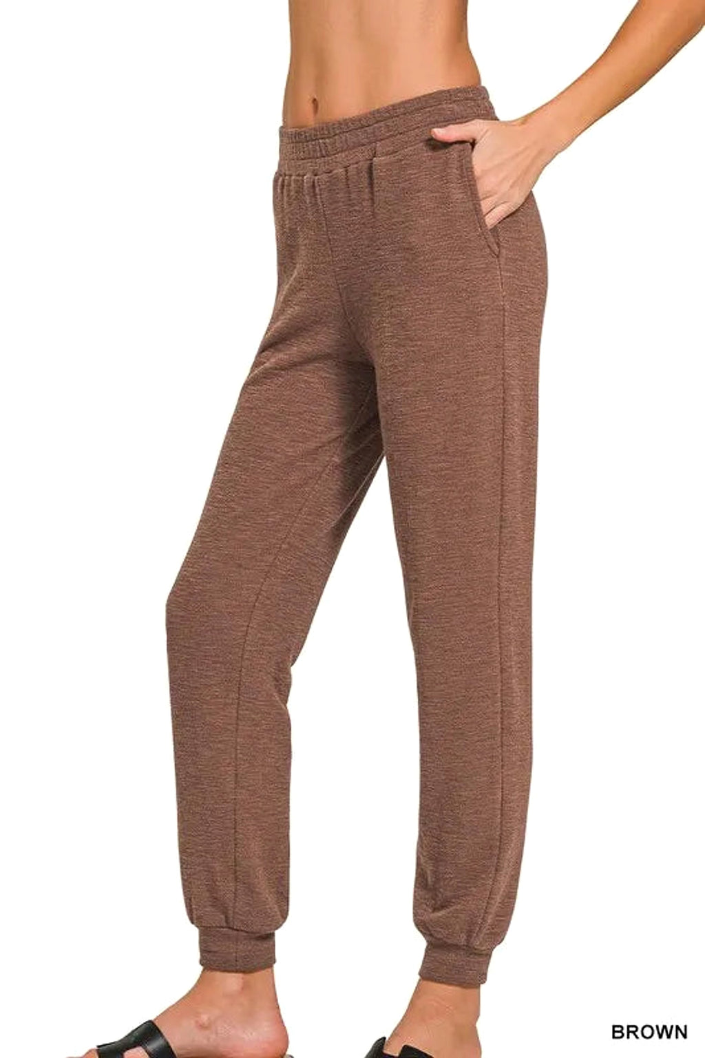 Zenana Cotton Slub Jogger Pants - enhanced image 1