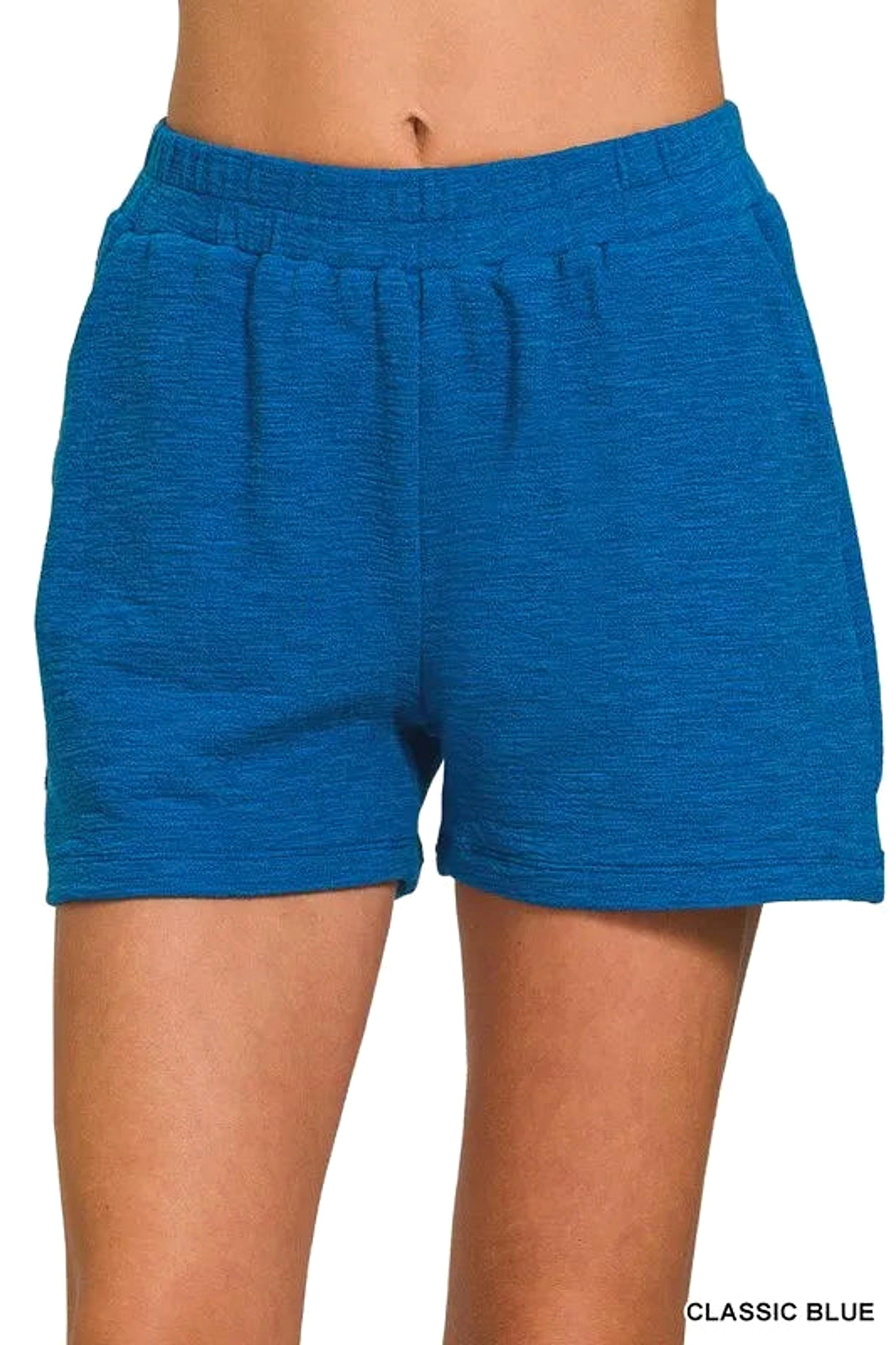 Zenana Cotton Slub Shorts - enhanced image 1