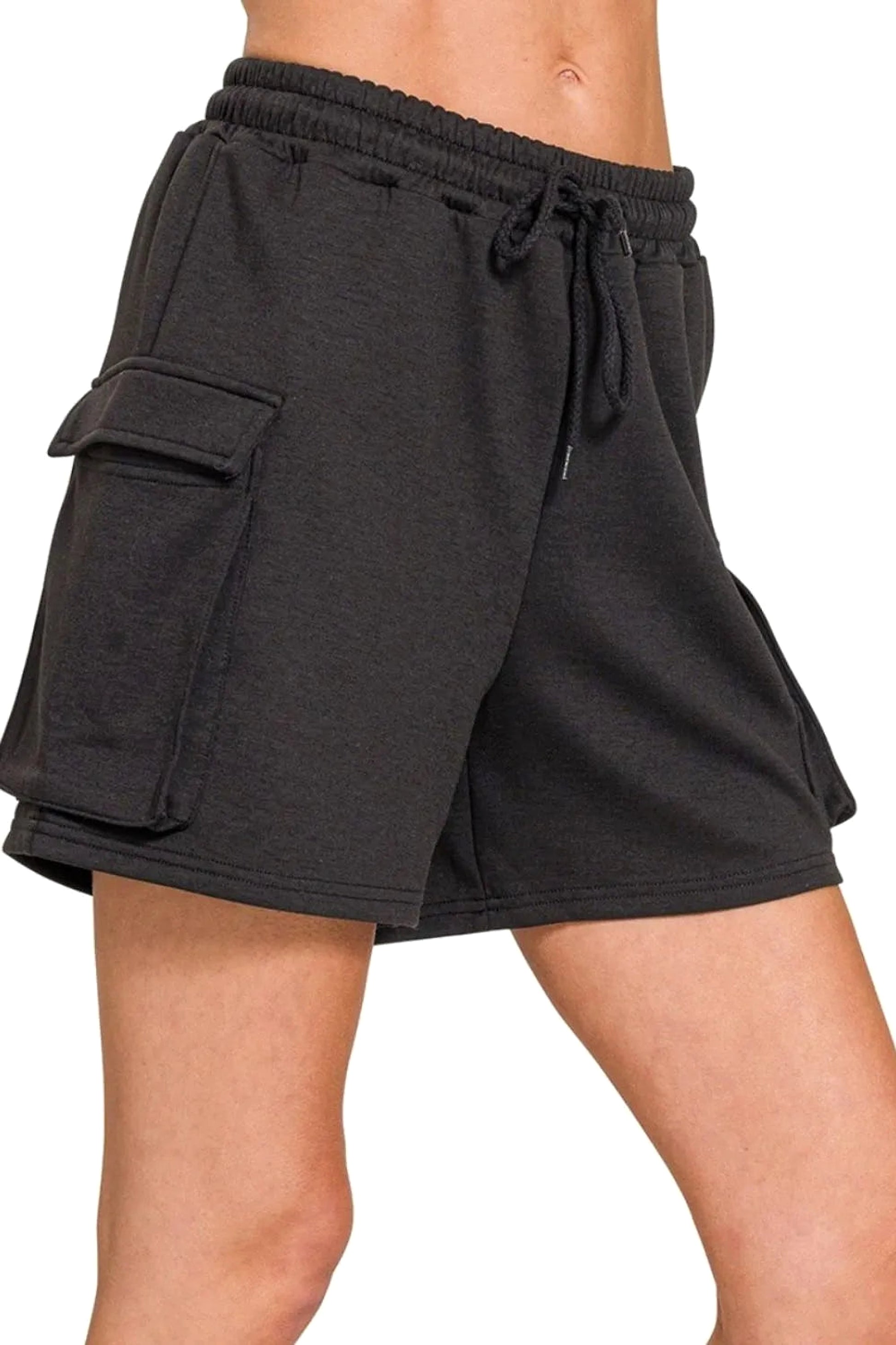 Zenana Scuba Thigh Pocket Shorts - enhanced image 1