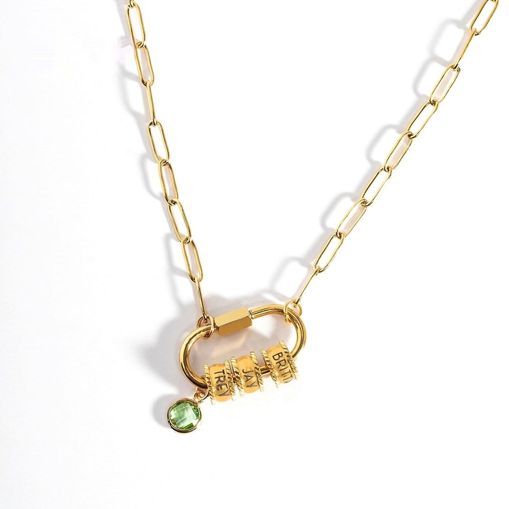 Personalized Birthstone & Name Paperclip Necklace – Elegant & Meaningful Jewelry - enhanced image 2