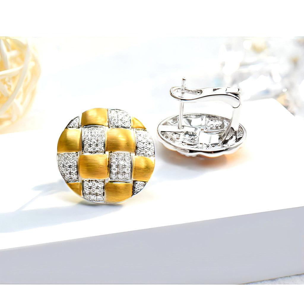 18K Gold Diamond Braided Craft Earrings – Stylish & Unique - enhanced image 2
