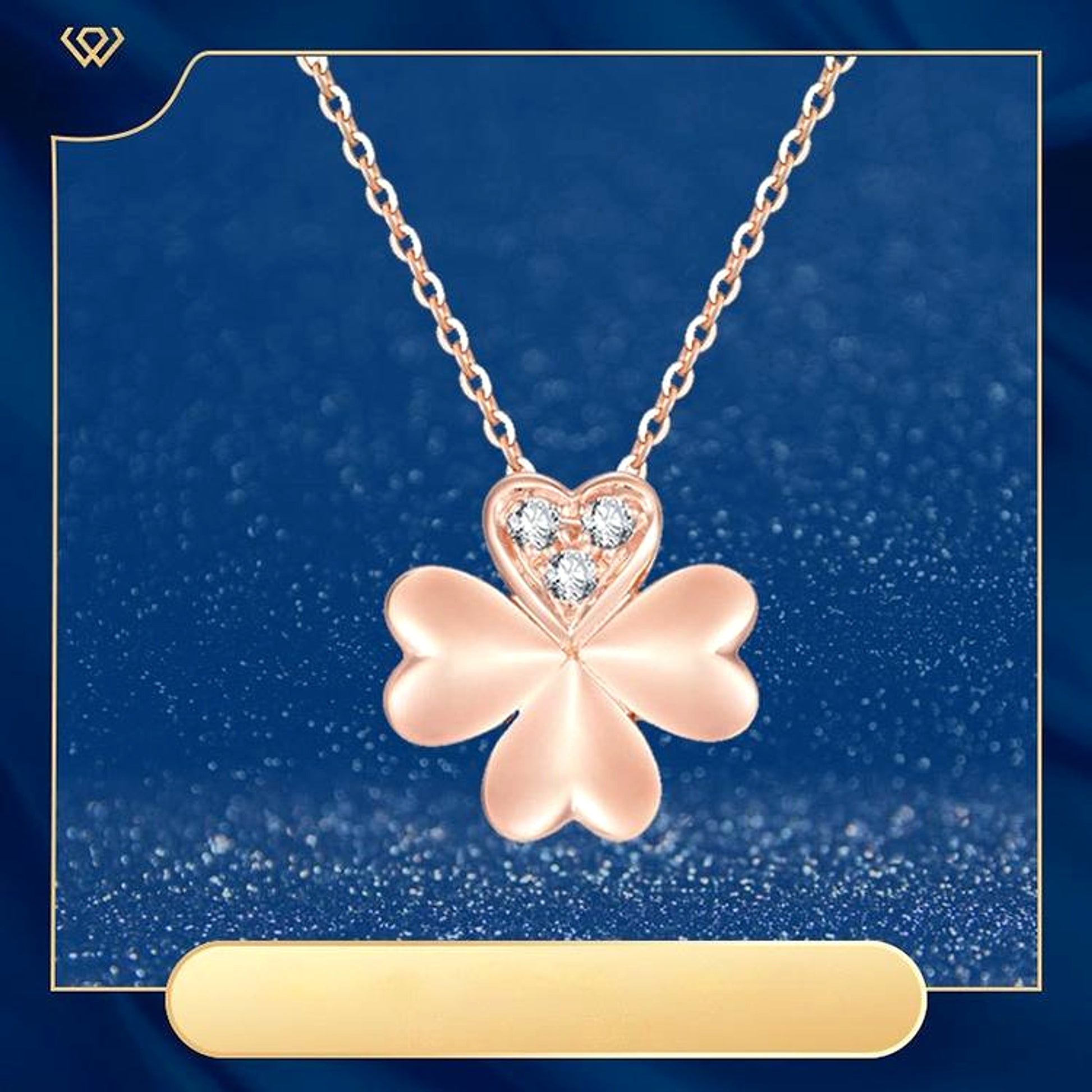 Rose Gold Clover Diamond Pendant Necklace - enhanced image 2