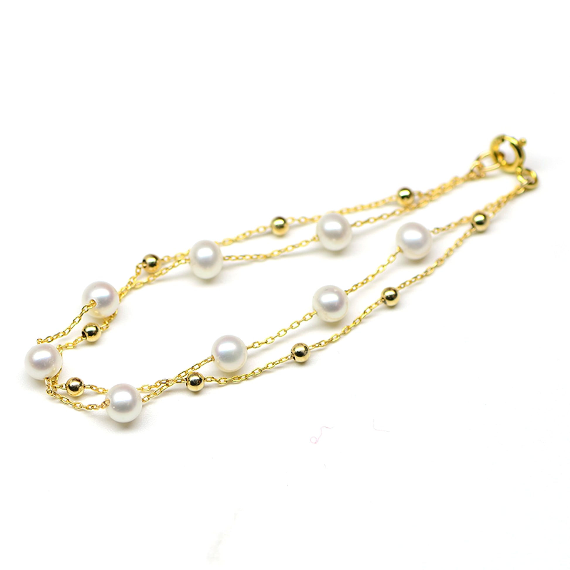 18k Gold Seawater Pearl Adjustable Double-layer Bracelet - enhanced image 2