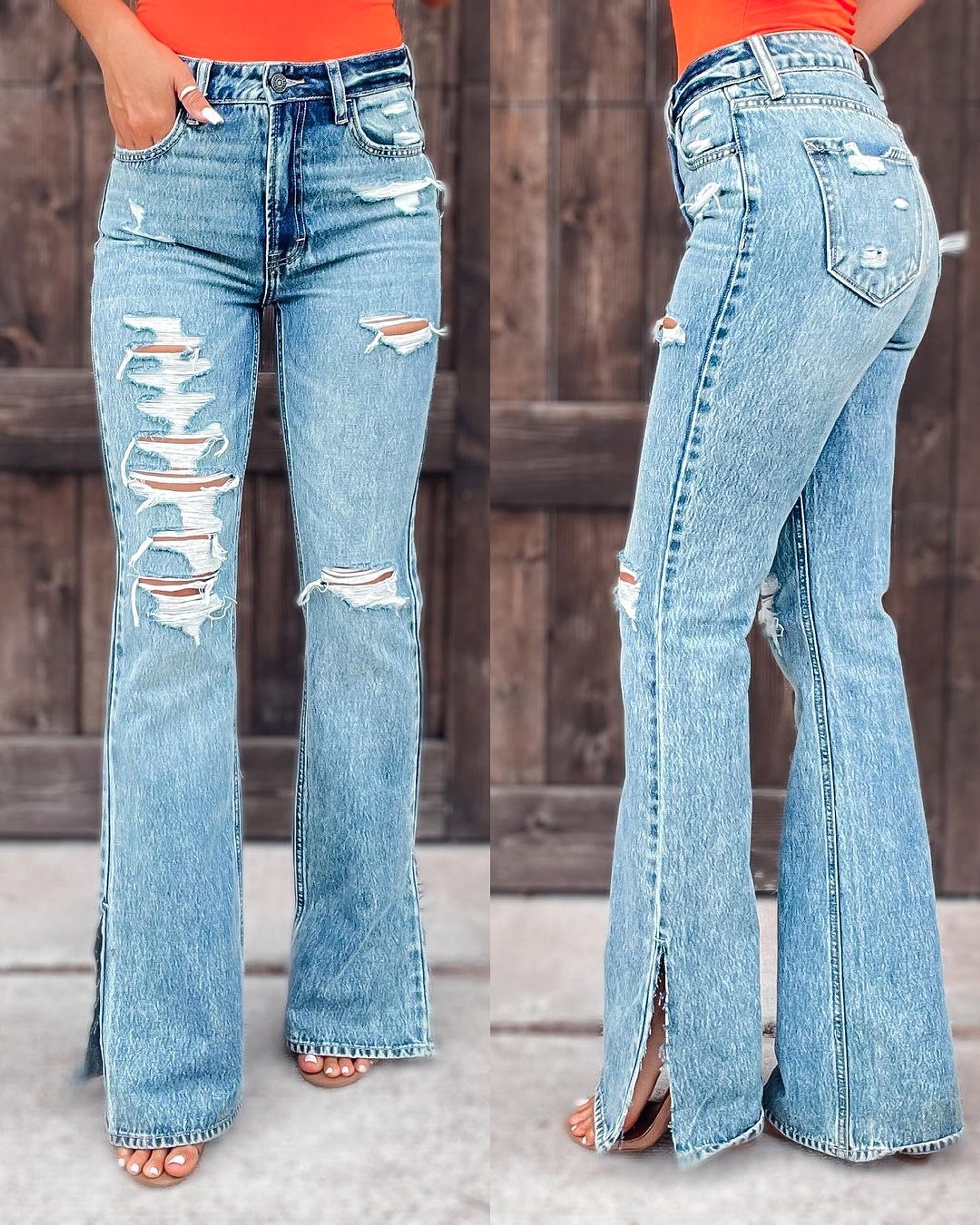 25 Edition – High Waist Ripped Split Stretch Jeans for Women - enhanced image 2