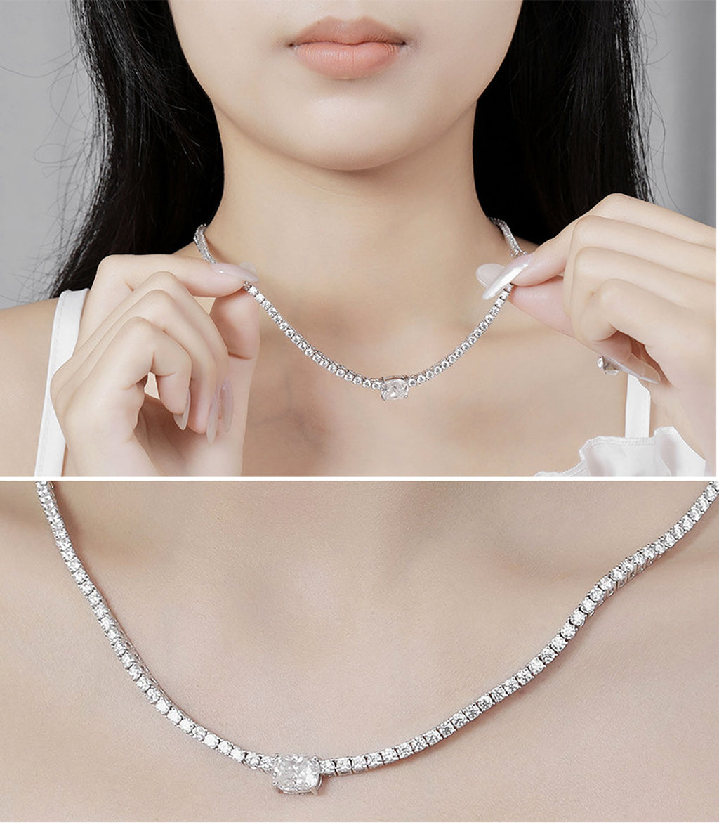 4 Karat Diamond Moissanite Necklace 925 Silver Simple European And American Style Popular - enhanced image 2