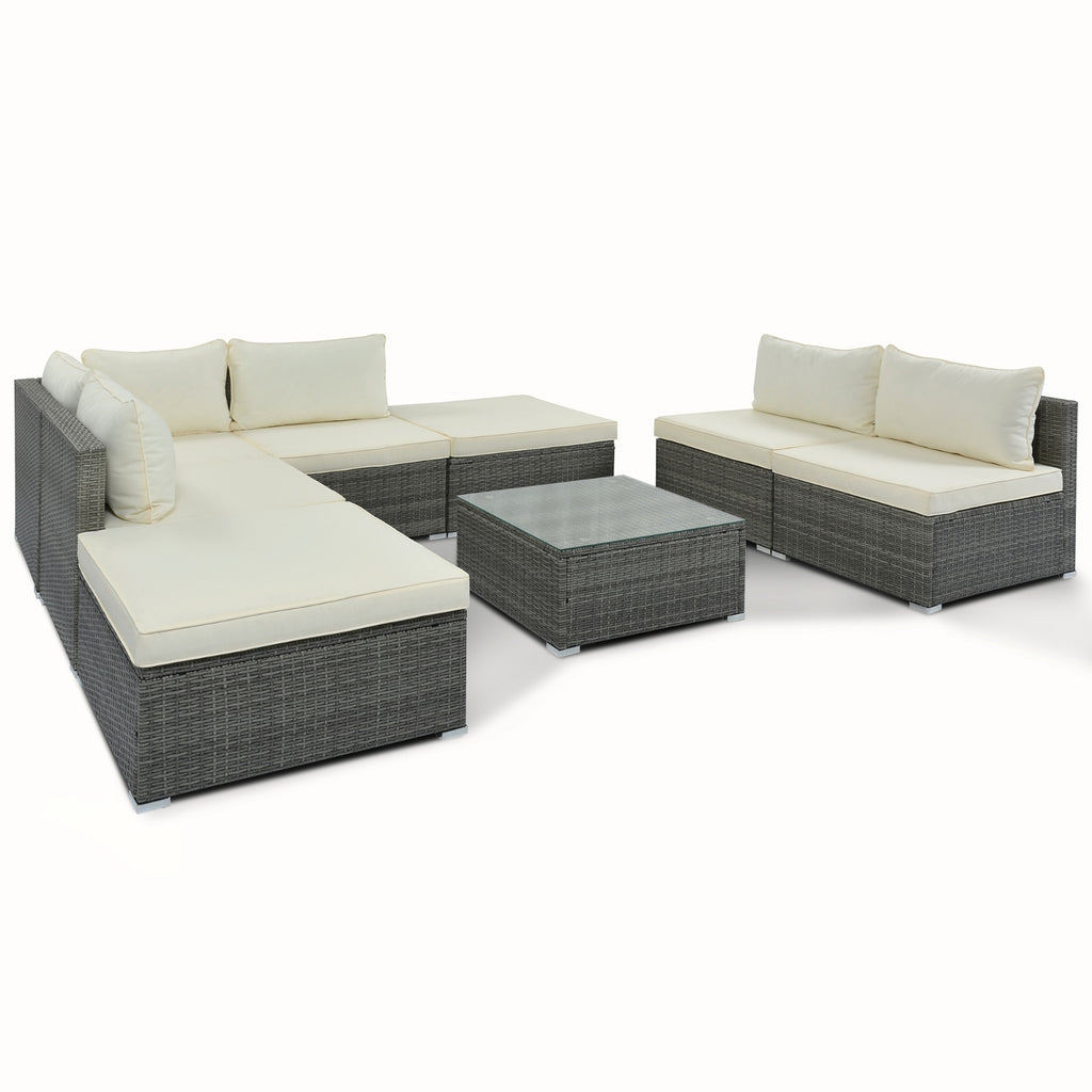 LuneluX_Home – 8-Piece Wicker Patio Conversation Set with Cushions - enhanced image 2