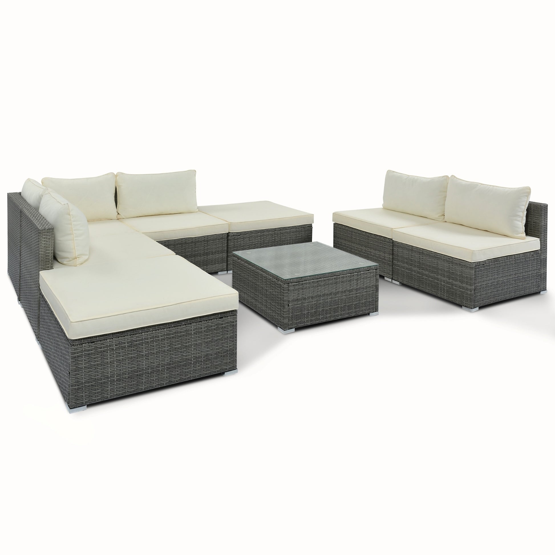 LuneluX_Home – 8-Piece Wicker Patio Conversation Set with Cushions - enhanced image 2