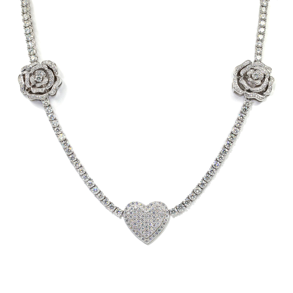 925 Silver Set Moissani Hip-hop Personalized Rose Necklace - enhanced image 2