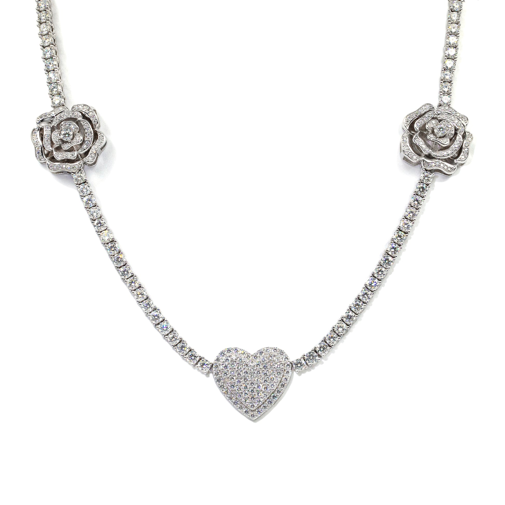 925 Silver Set Moissani Hip-hop Personalized Rose Necklace - enhanced image 2