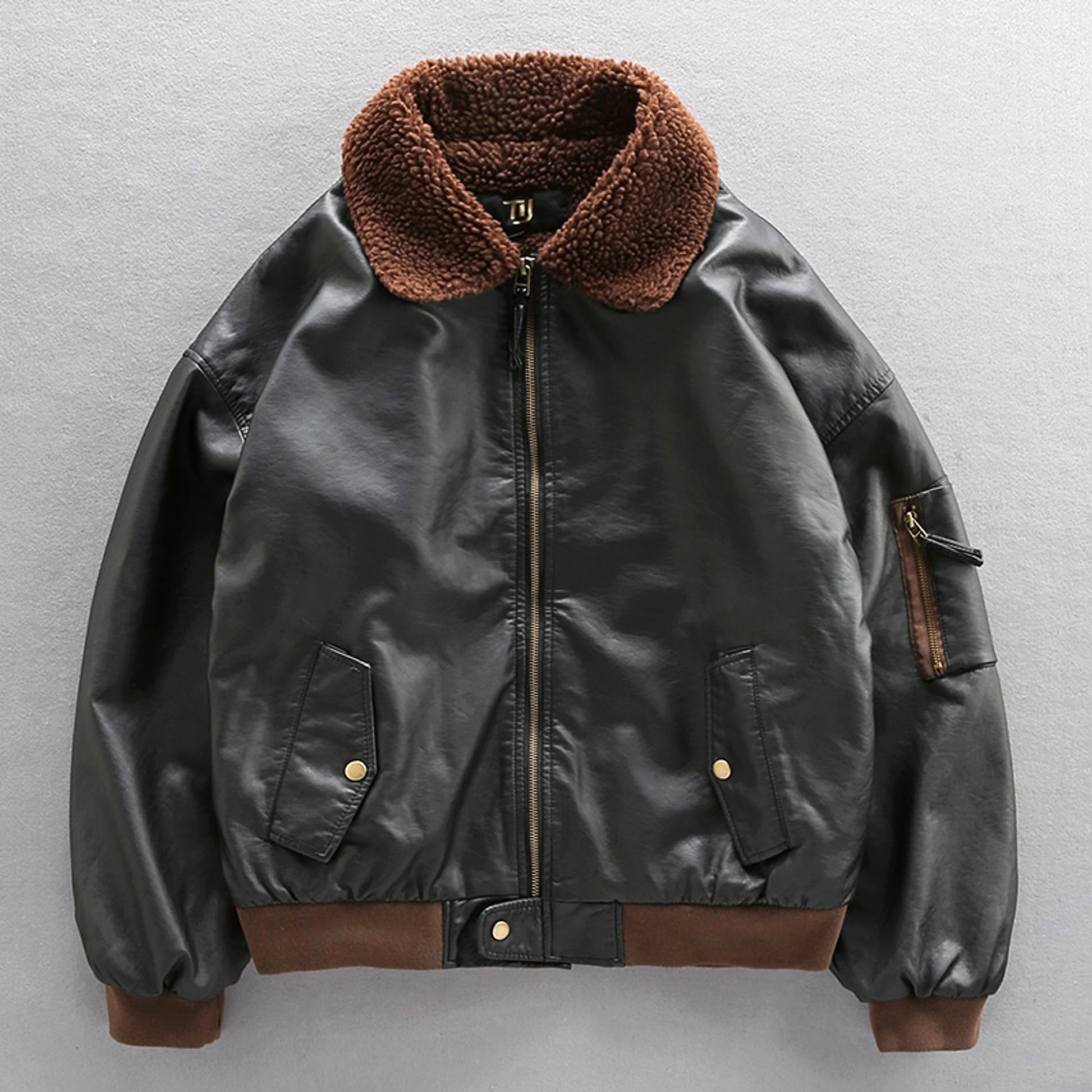 Royal Air Force Pilot Fleece-lined Thick Leather Coat Men's Leather Jacket Coat - enhanced image 2