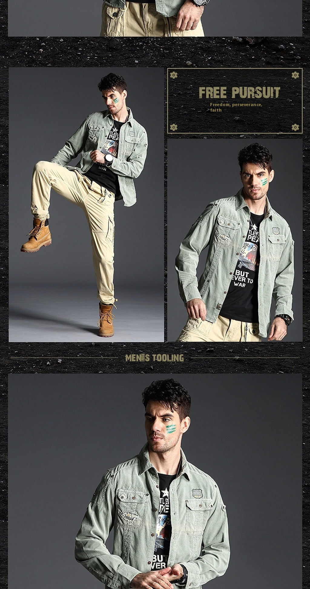 American Plus Size Workwear Outdoor Sports Cotton Long Sleeve DressShirt Men - enhanced image 2