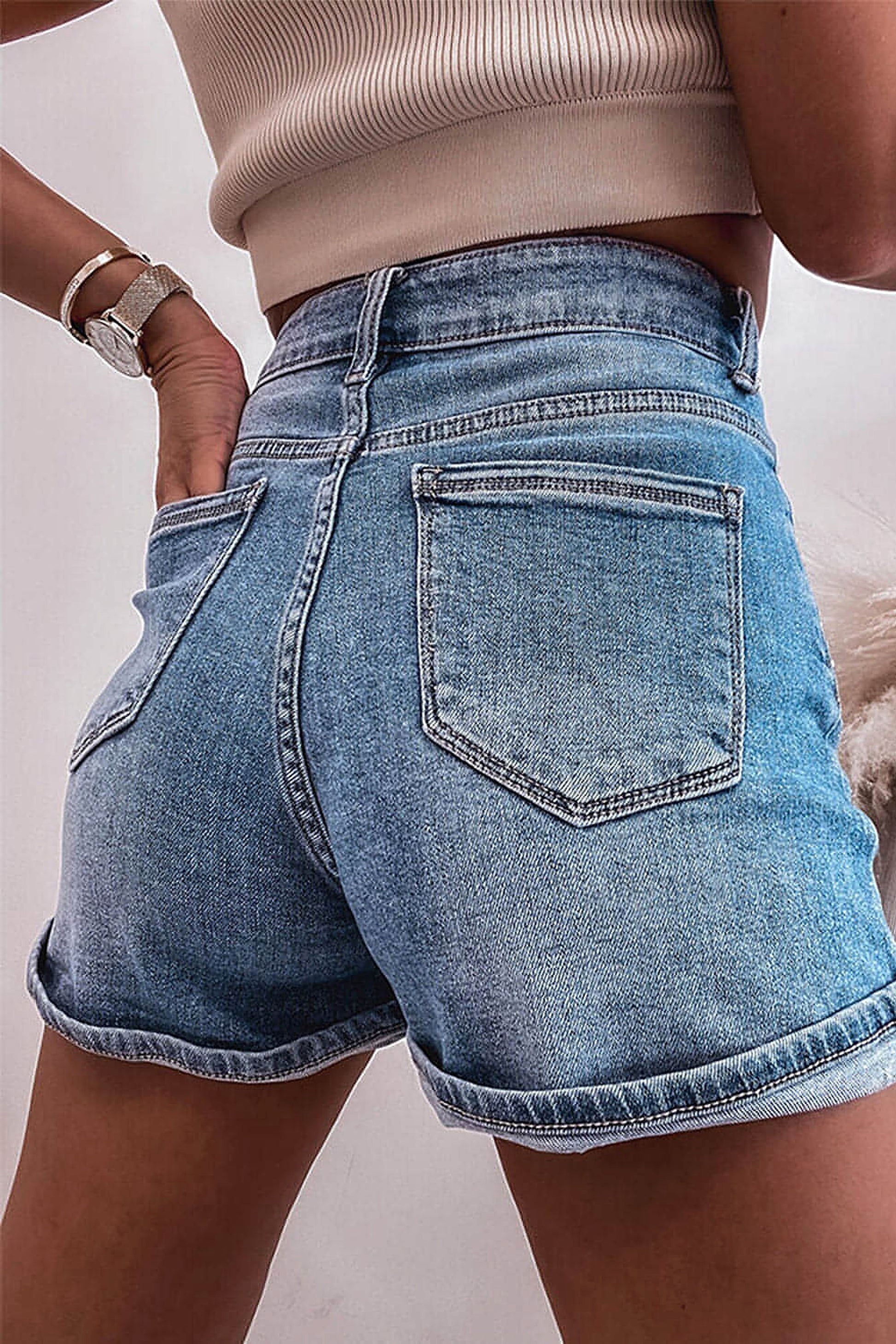 Ashleigh Blue Rhinestone Embellished Denim Shorts - enhanced image 2