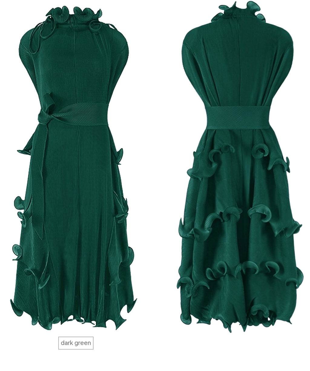 A1. Autumn Short Sleeve Pleated Design Affordable Luxury Fashion Female Dress - enhanced image 2