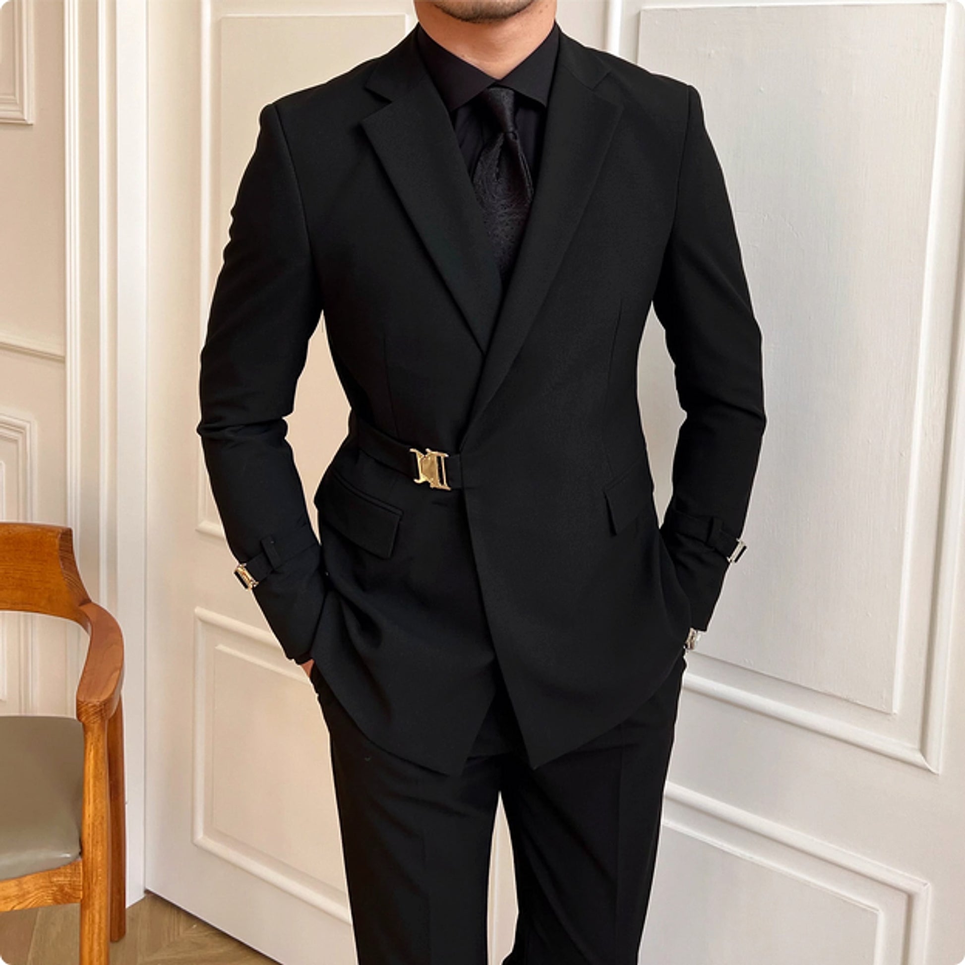Cavalleno™ – Black Fashion Commuter Slim Suit - enhanced image 2