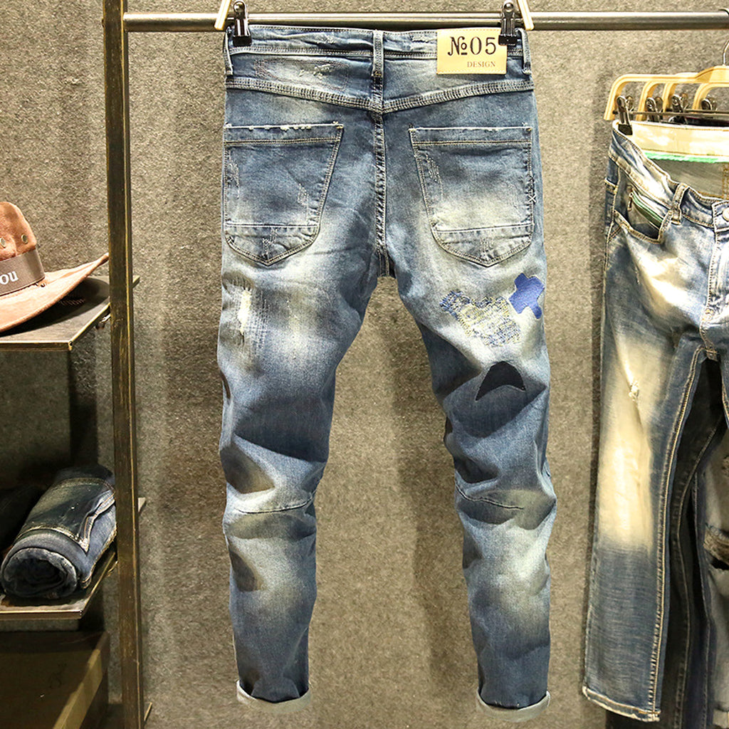Blue Ripped Jeans Men's  Youth - enhanced image 2