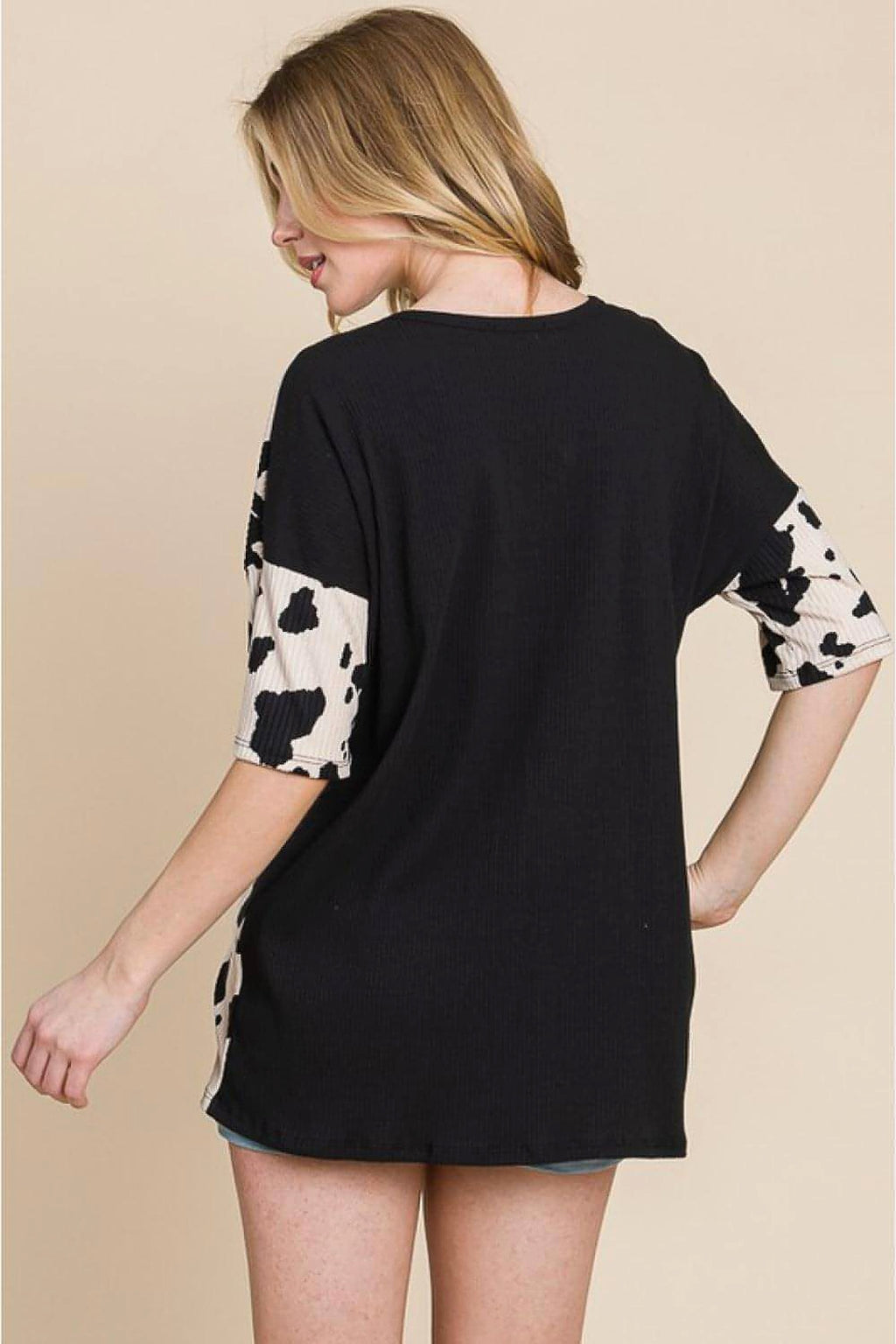 BOMBOM Rodeo Love Ribbed Animal Contrast Tee - enhanced image 2