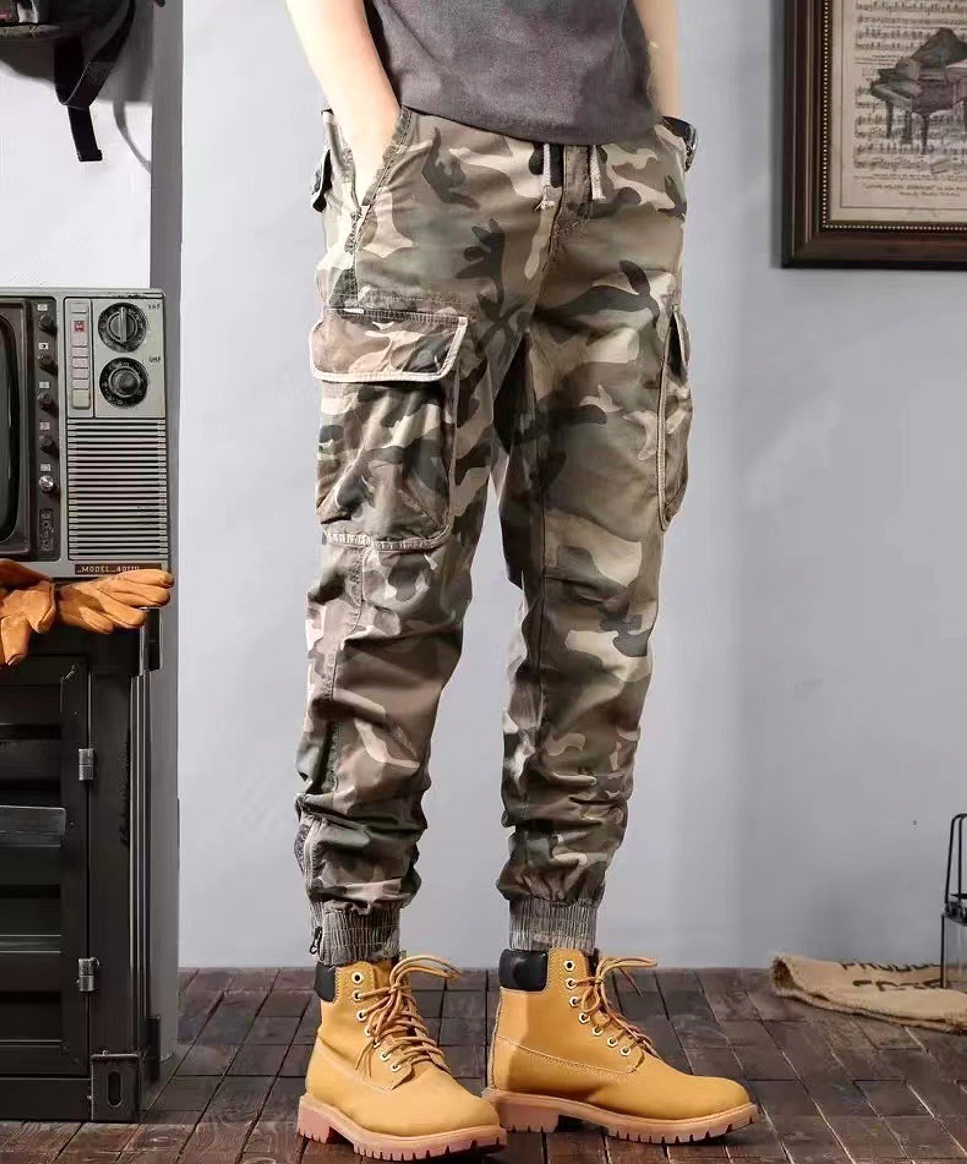 Camouflage Cargo Pants Men's Trousers With Pockets Fashion Casual Loose Tapered Pants - enhanced image 2