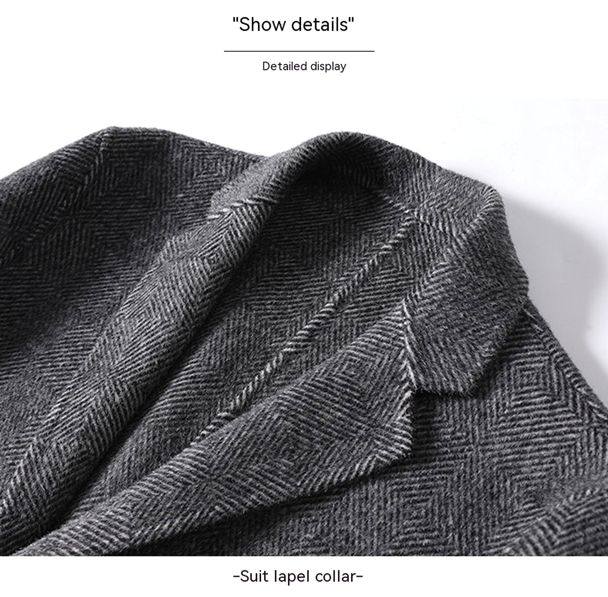 Cashmere Wool Trench Coat Winter Plaid Long Casual Coat Jacke Men - enhanced image 2