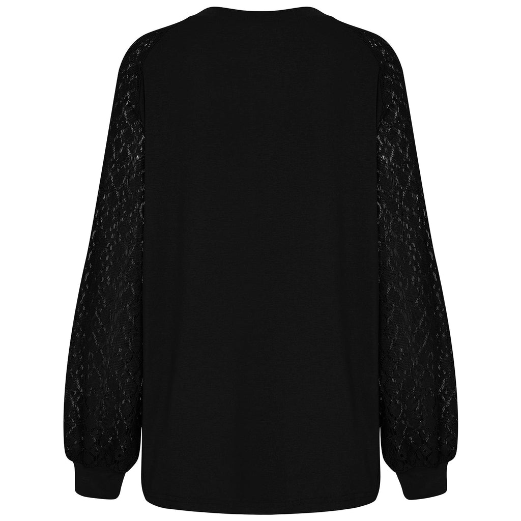 Casual Lace Button Top Women T-Shirt - enhanced image 2