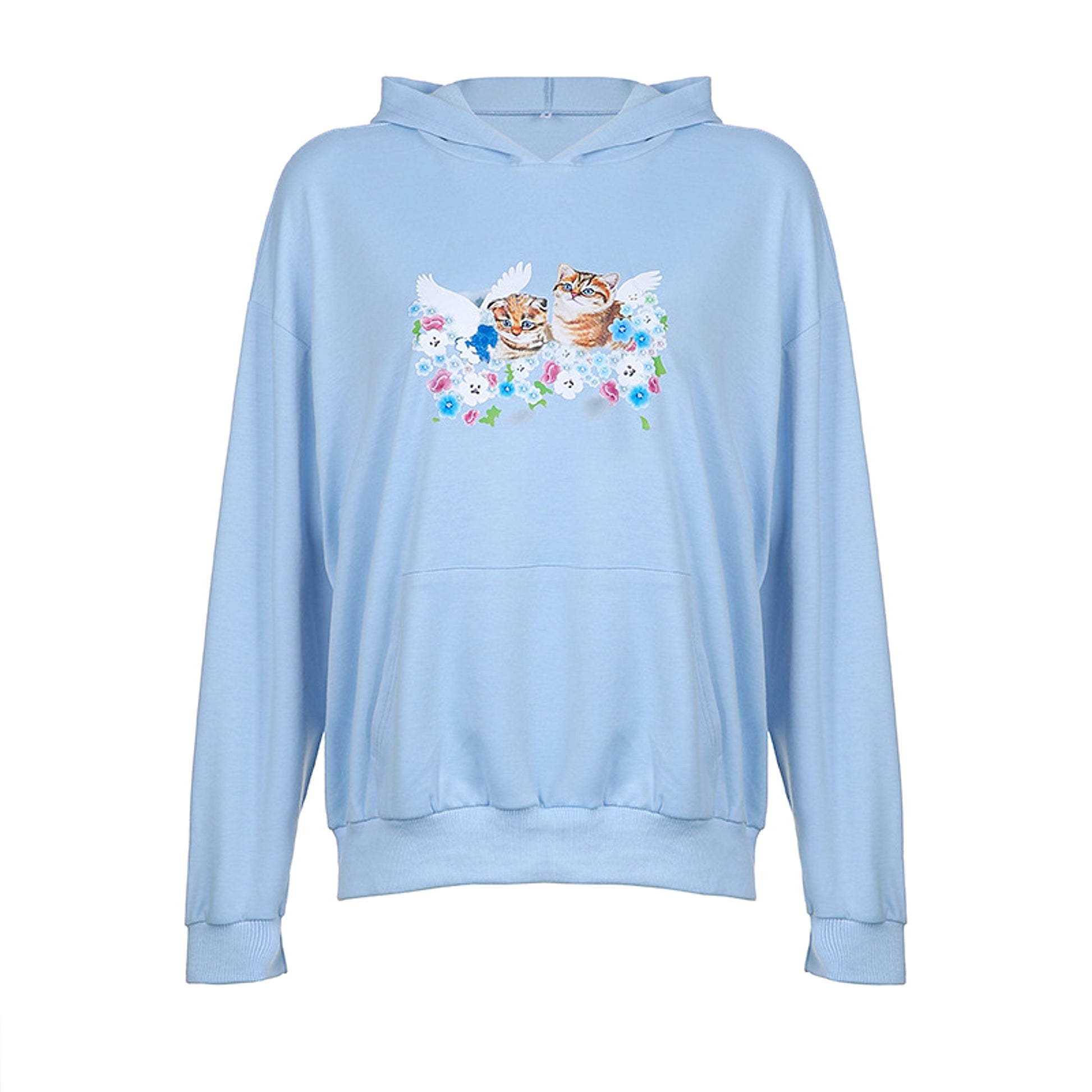 Cat Print Hooded Loose Pullover Long Sleeve Casual Sweater Women - enhanced image 2