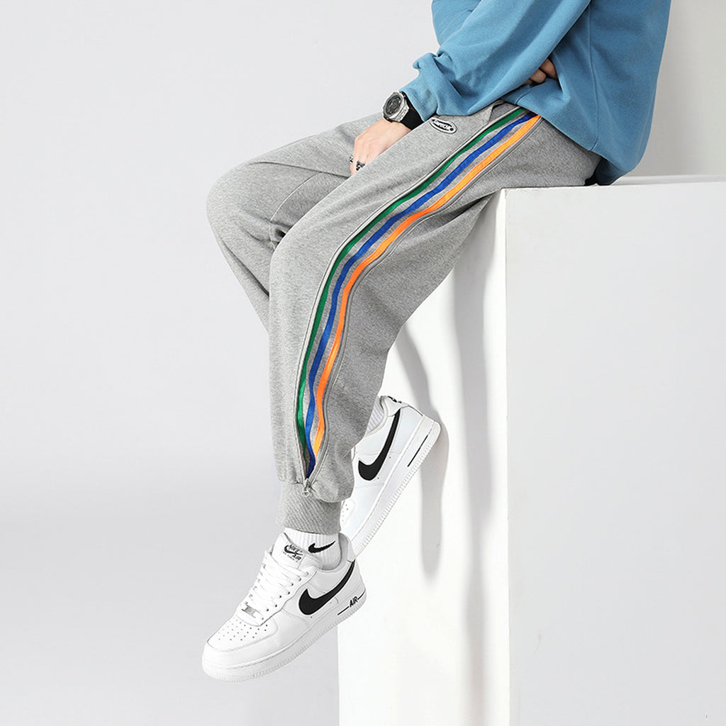 Contrast Color Loose Tappered Student Versatile Men's Pants Plus Size Fashion - enhanced image 2
