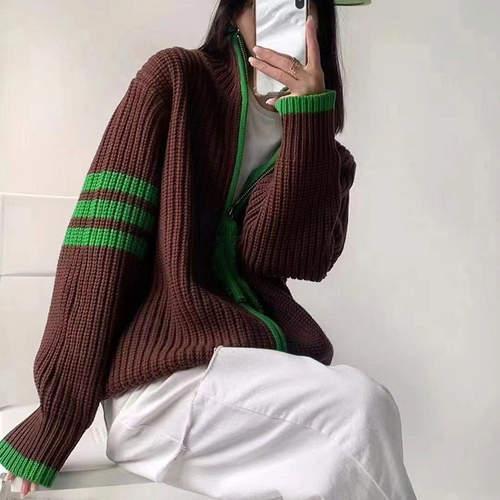 Zipped Stand Collar Sweater Coat Women - Edition 25 - enhanced image 2