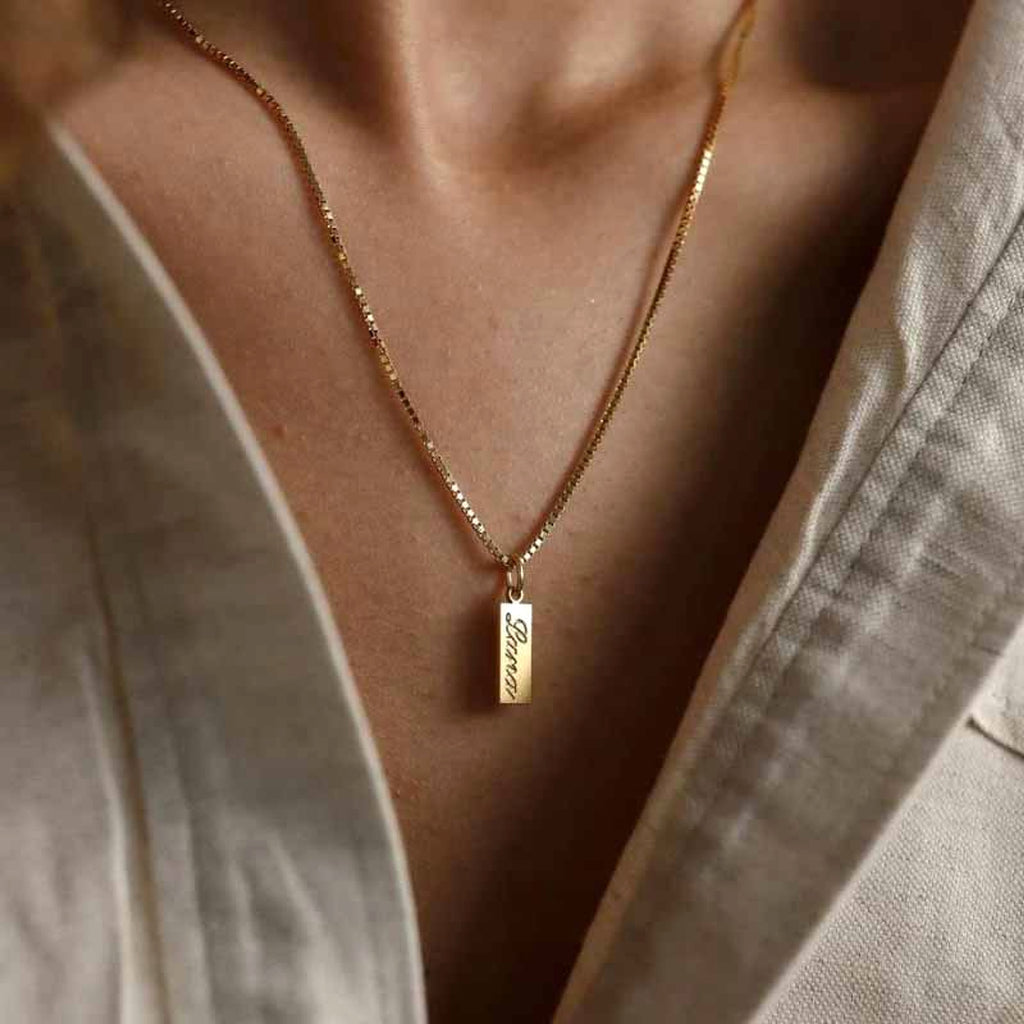 Couple Engraved Collarbone Chain Stainless Steel English Letter Necklace - enhanced image 2