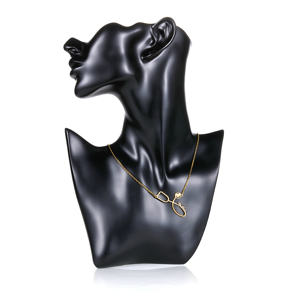 Custom Engraved Stethoscope Name Necklace – The Perfect Gift for Medical Professionals! - enhanced image 2