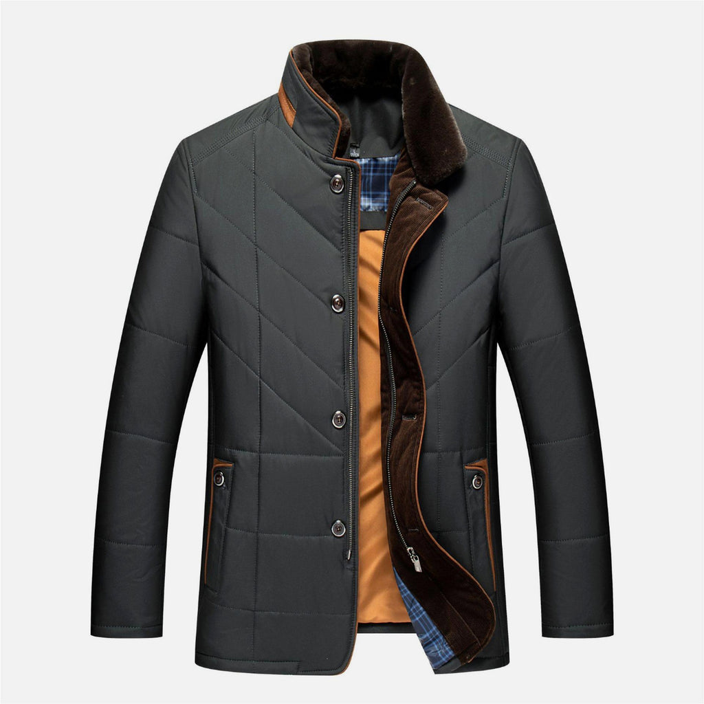 Dad's Warm Leisure Cotton-padded Coat Stand-up Collar Thick Coat Men - enhanced image 2