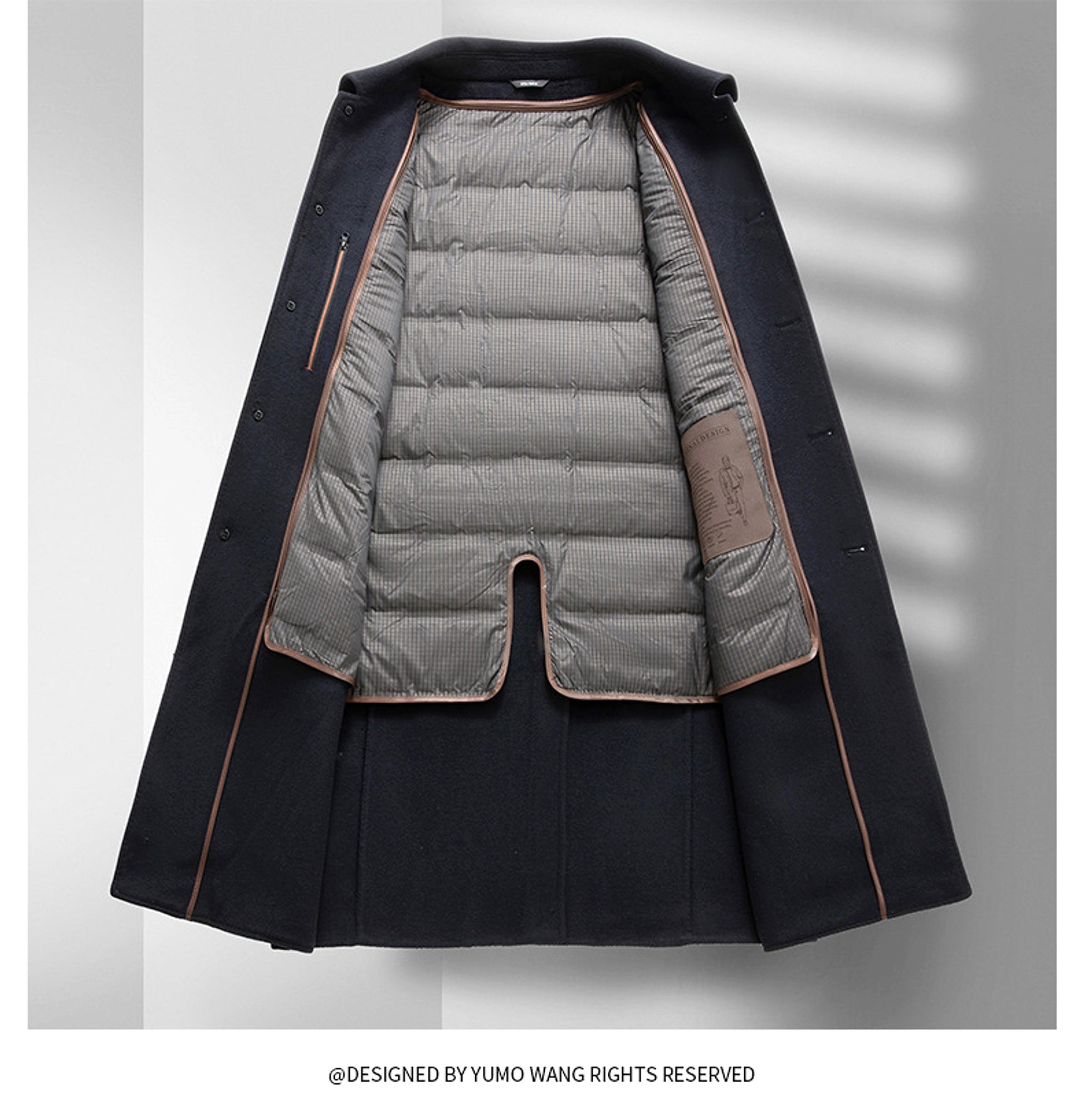 Double-sided Wool Overcoat Men's Winter Down Feather Liner High-end Long Business - enhanced image 2