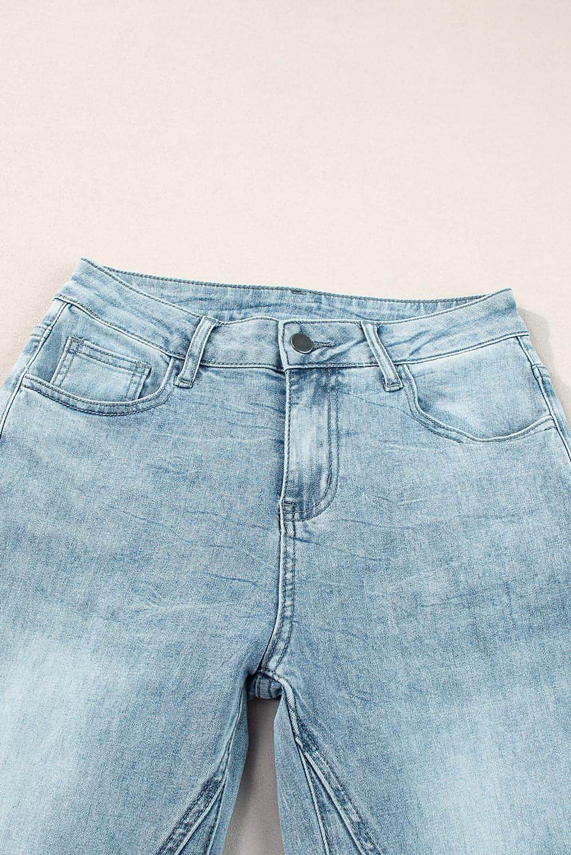 Dusk Blue Acid Wash Extra Wide Leg High Waist Long Jeans. - enhanced image 2