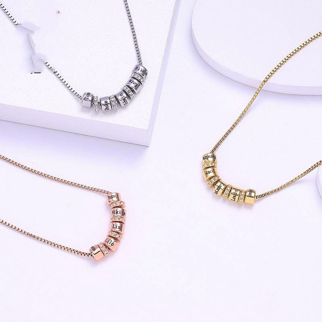 ✨ Personalized Diamond Bead Name Necklace – Your Story, Worn in Gold ✨ - enhanced image 2