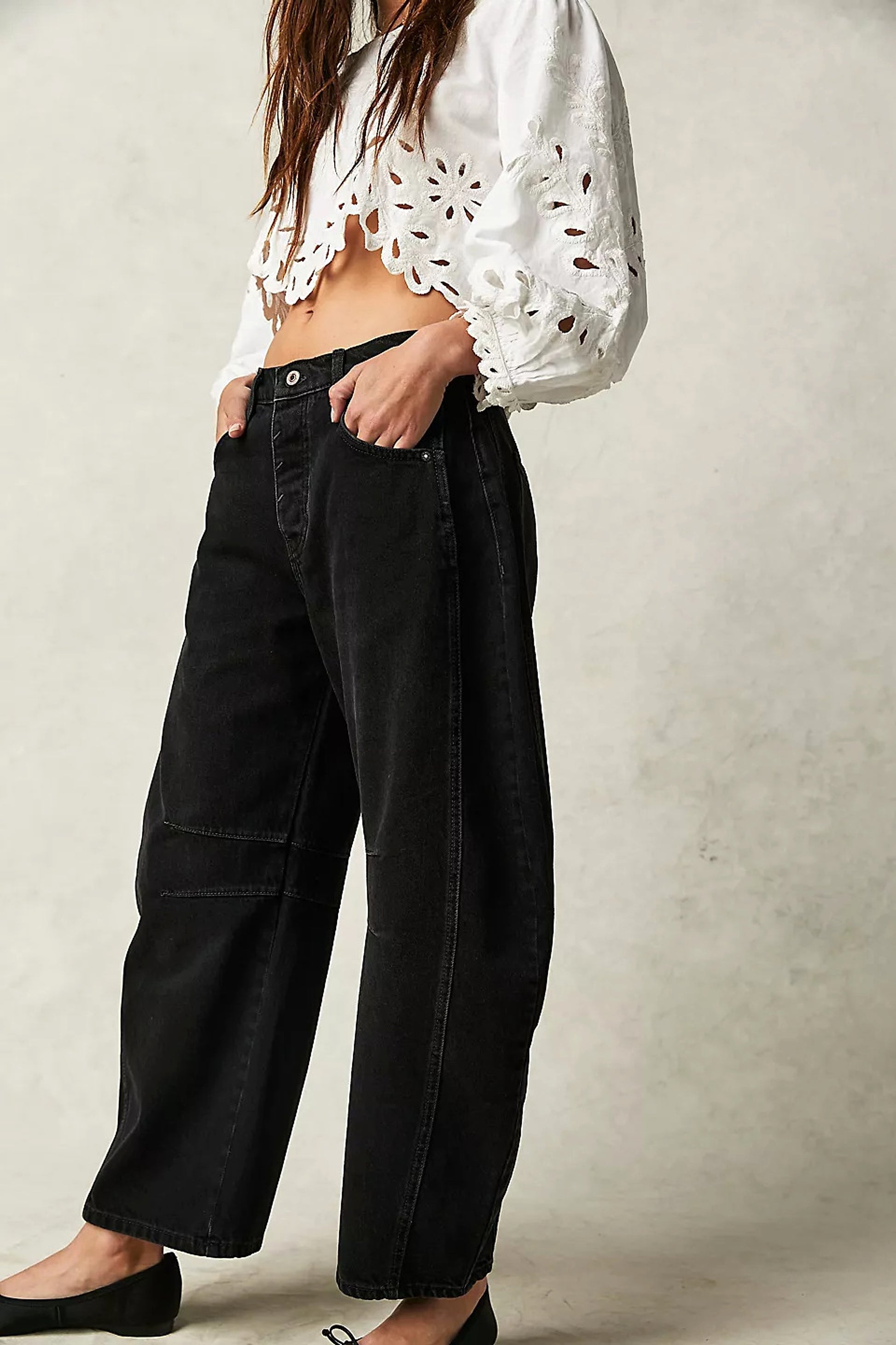 European And American Fashion Casual Women's Loose Wide-leg Pants Low Waist Washed Old - enhanced image 2