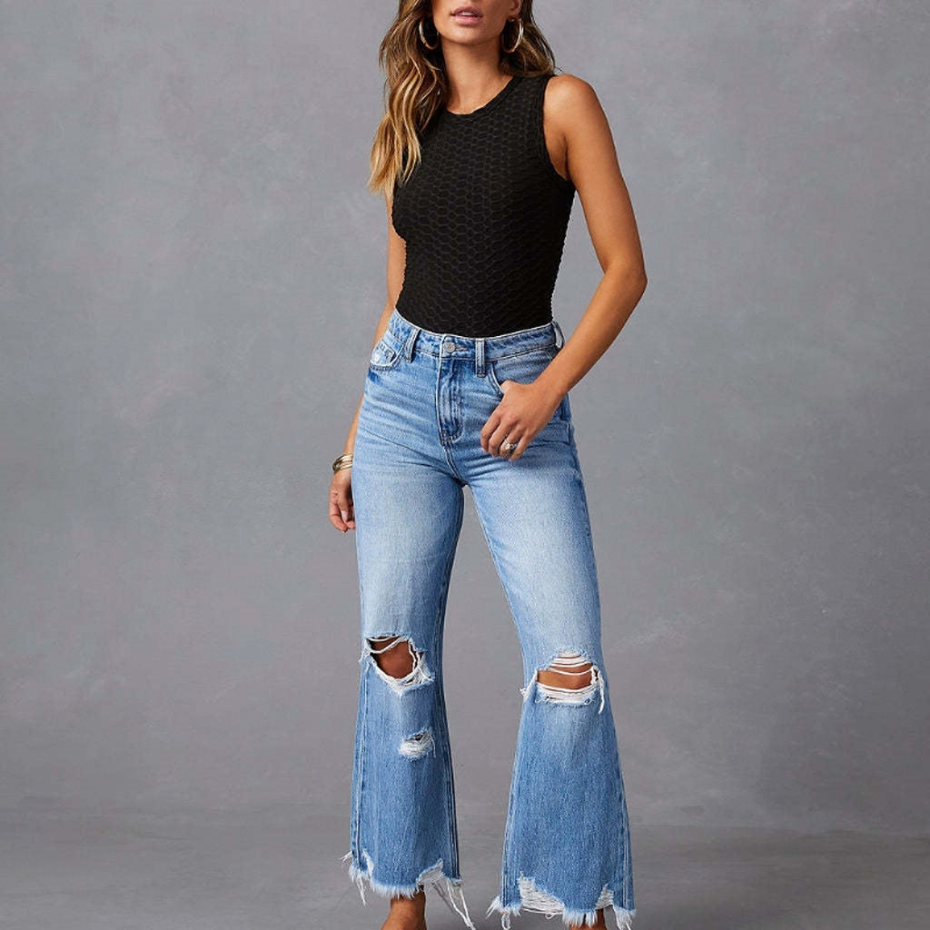 SkyFade™ – Ripped Wide-Leg High Waist Jeans - enhanced image 2