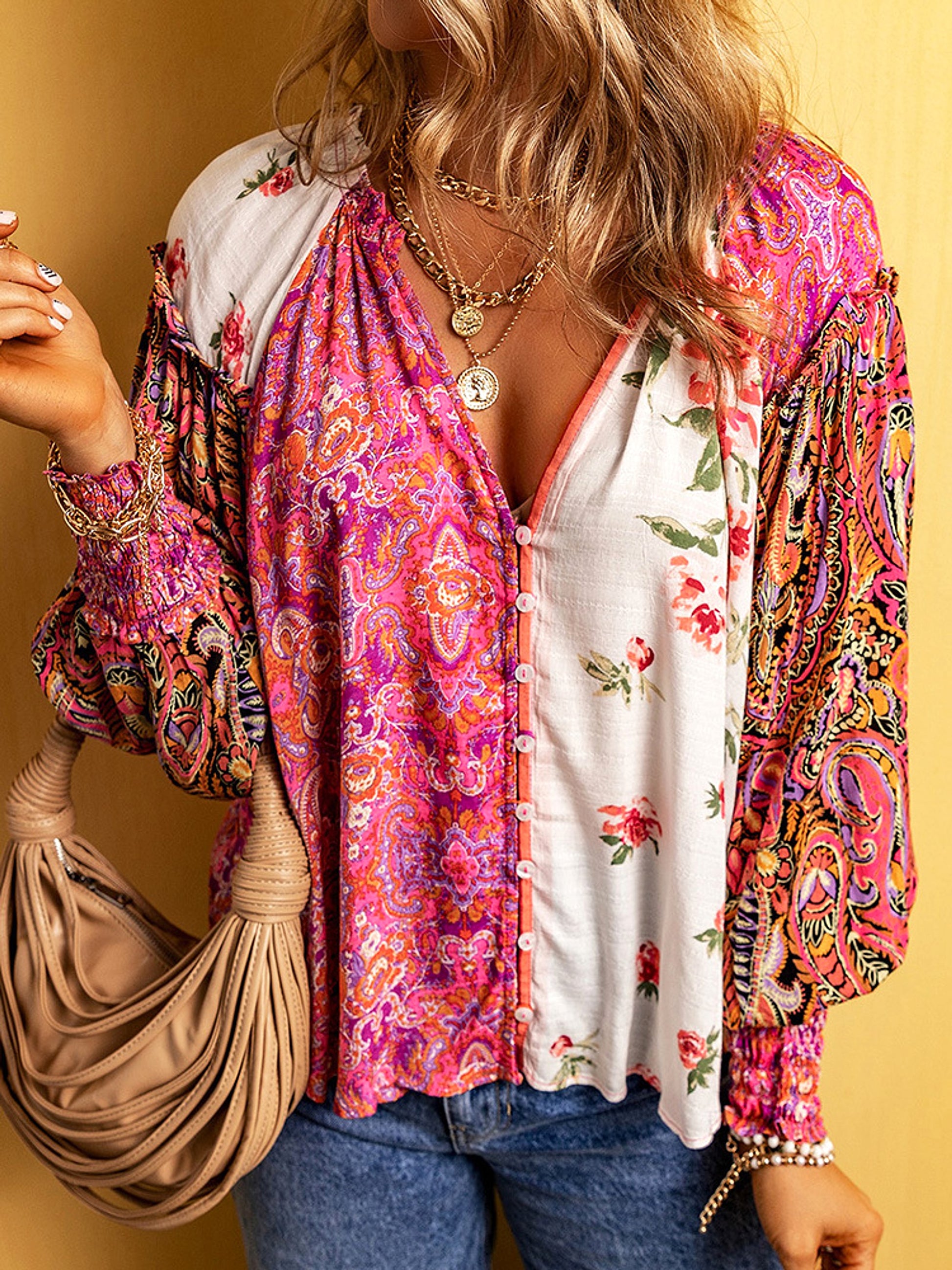 Fashion Floral Print DressShirt For Women - enhanced image 2