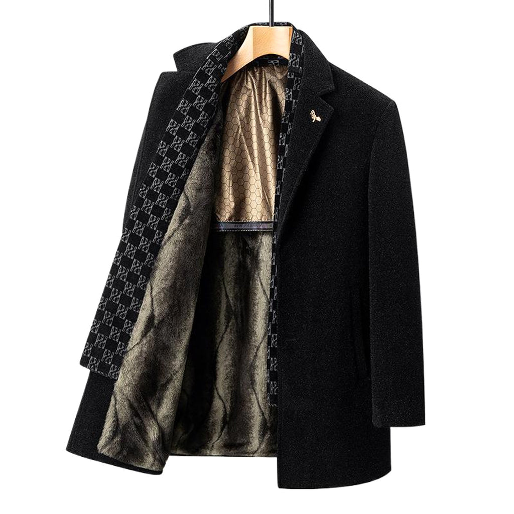 Fashion Men's Woolen Gold Mink Velvet Coat - enhanced image 2