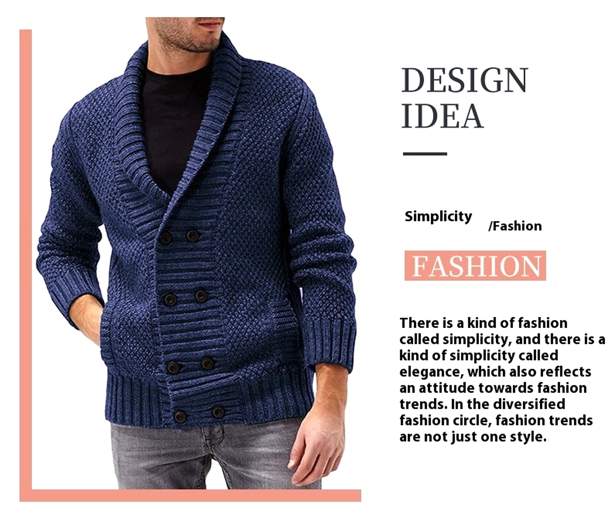 Fashion Simple Solid Color Men's Comfortable Long Sleeve Lapel Sweater - enhanced image 2